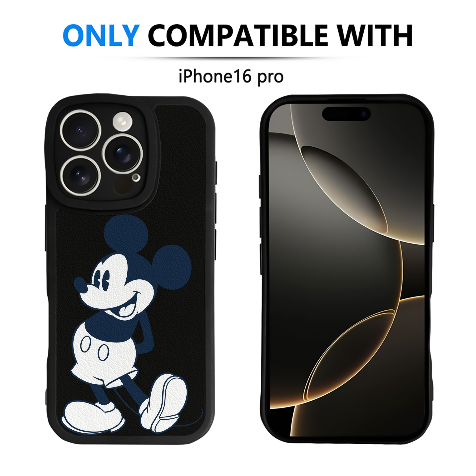 （画像用） ミッキーマウス Mickey Mouse 【iPhone 16シリーズ対応】シリコンスマホケース（レザー調） 材質：シリコン